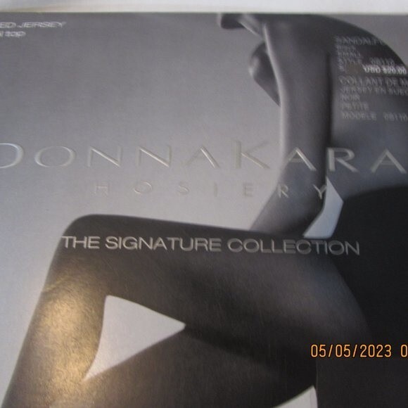 DONNA KARAN SIGNATURE SANDALFOOT BLACK HOSE SIZE SMALL TIGHTS PANTYHOSE - Picture 3 of 8